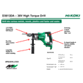 HIKOKI D3613DA CORDLESS HEAVY DUTY DRILL