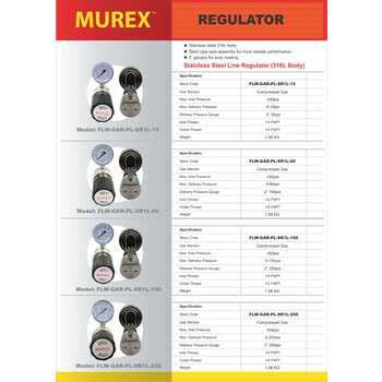 MUREX STAINLESS STEEL LINE REGULATOR (316L BODY)