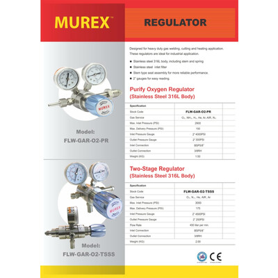 MUREX STAINLESS STEEL REGULATOR (316L BODY)